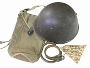 Italian WW2 M33 Combat Helmet w/GM Bag and Straps #4423