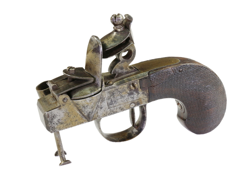 Antique Flint Lock Tinder Box Pistol #4545