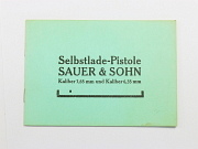 Sauer & Sohn Selbstlade Pistol Manual Reprint